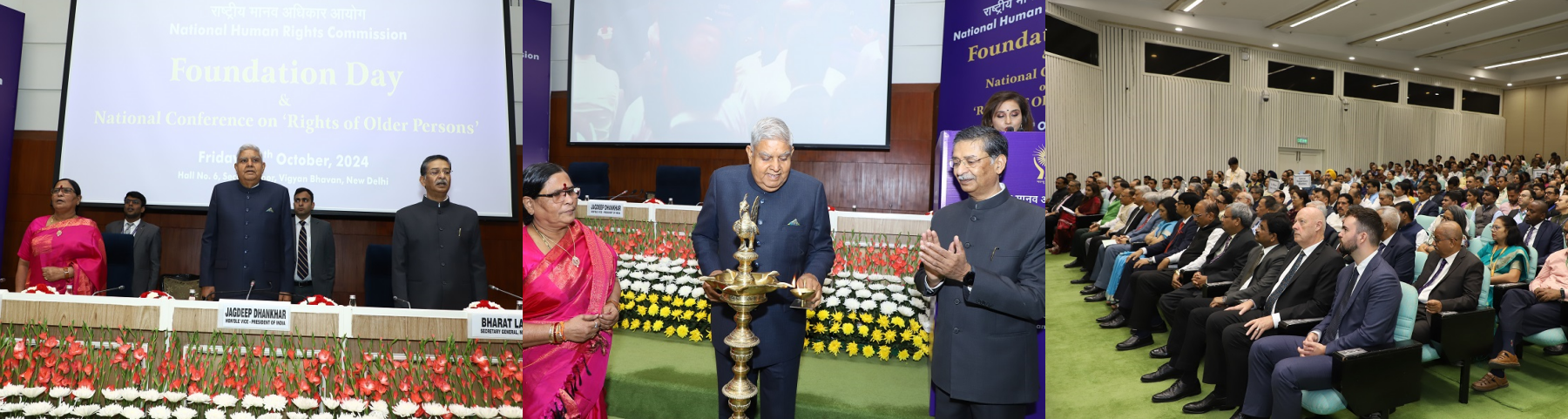 Hon'ble Vice President lighting the lamp on the occasion of Foundation Day, 2024