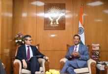 A courtesy call of H.E. Mr. Herve Delphin, Ambassador of the European Union to India accompanied by Mr. Lorenzo Parrulli, Second Secretary (Political Affairs) with Chairperson, NHRC and Secretary General, NHRC on 03.04.2024